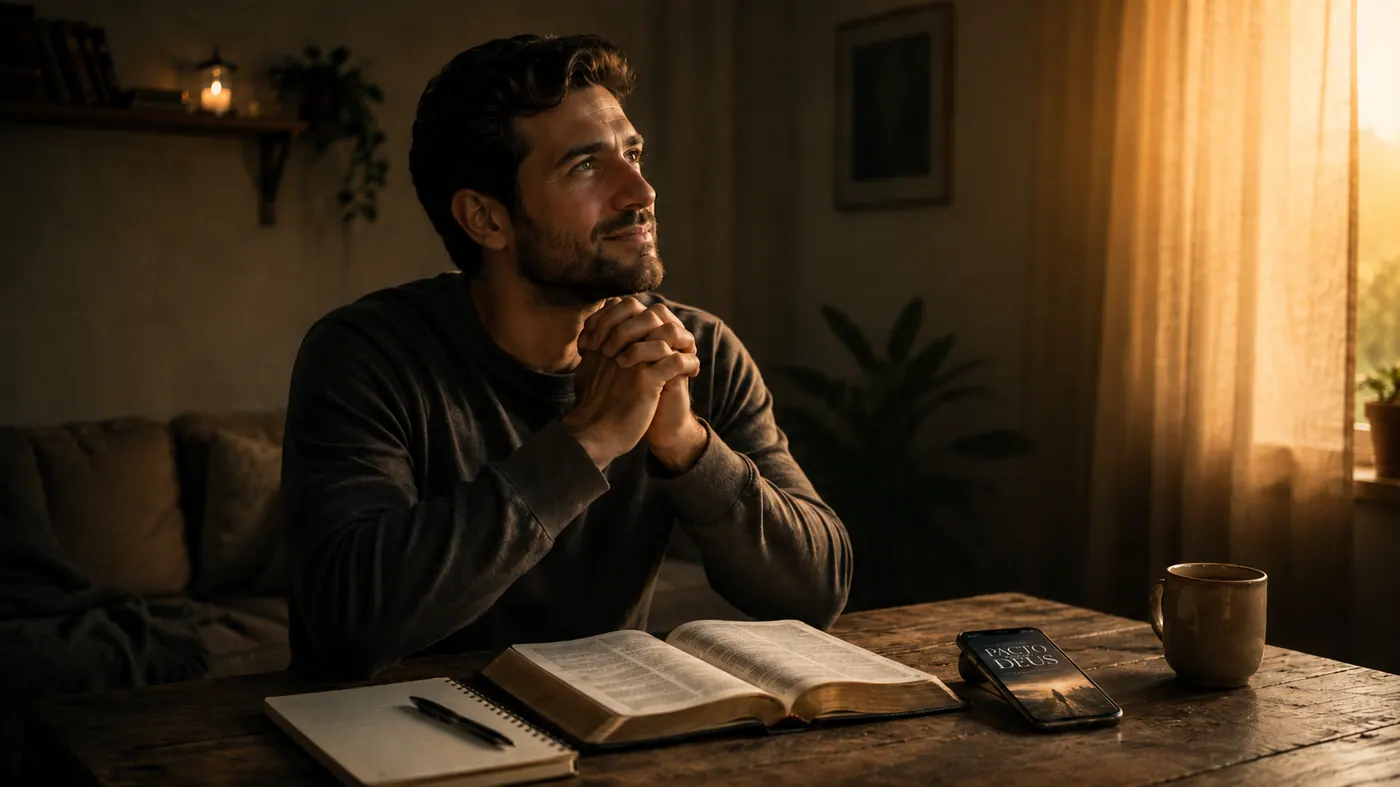 Homem em oração buscando a Deus